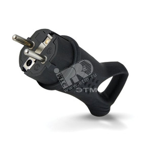 Вилка угловая однофазная с ушком каучук (UNIVersal) 0003