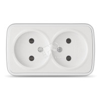 Розетка Электра двойная без заземления белая (UNIVersal) 0024