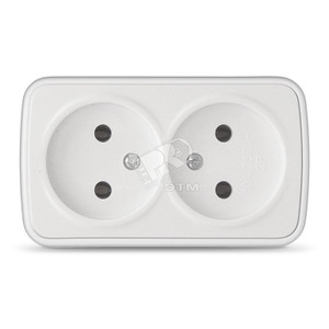 Розетка Электра двойная без заземления белая (UNIVersal) 0024