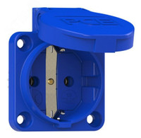 Розетка встраиваемая 16А/250V/2P+E/IP54 50x50 подкл. сзади синяя (PCE) 105-0b