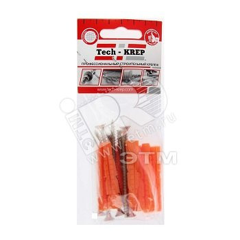 Шуруп универсальный 5.0х70 потайная головка желтопассивированный + дюбель 8х52 (9шт) (Tech-KREP) 112941