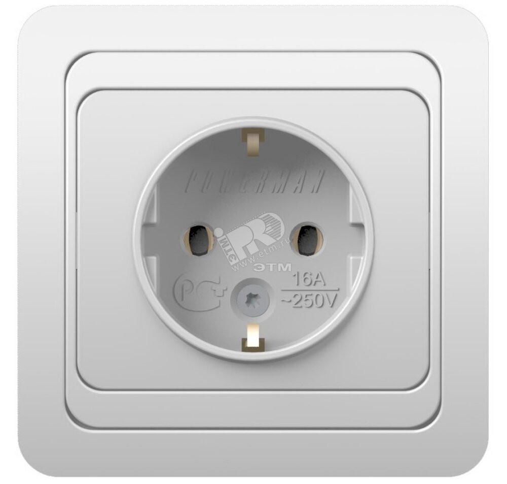 CLASSIC Розетка с заземлением скрытая 16А белая (Powerman) 1151410