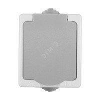 Аллегро Розетка с заземлением с защитными шторками с крышкой IP-54 серый (UNIVersal) 1282