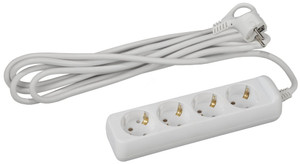 Удлинитель c заземлением, 3х1мм2, 16А, ПВС, 4 гнезда, 5м 10/840 U-4e-5m-3x1 (ЭРА) Б0028375