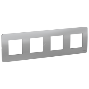 Рамка UNICA STUDIO четырехпостовая алюминий (Schneider Electric) NU200830