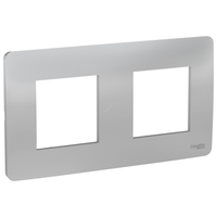 Рамка UNICA STUDIO двухпостовая алюминий (Schneider Electric) NU200430