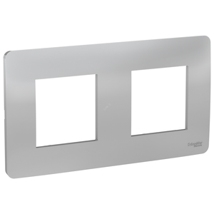 Рамка UNICA STUDIO двухпостовая алюминий (Schneider Electric) NU200430