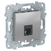 Розетка UNICA NEW телефонная RJ11 одиночная 4 контакта алюминий (Schneider Electric) NU549230