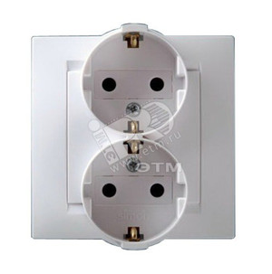 15 Розетка двойная 2Р+Е Schuko 16А 250В винтовой зажим белый (Simon) 1590459-030