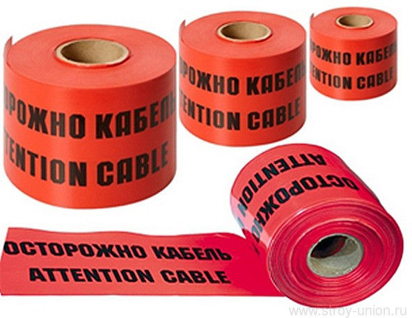 Лента красно-черная "Осторожно! Кабель!", 100м х 600мм