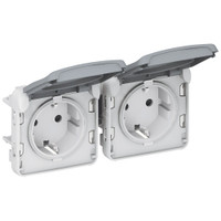 Розетка 2х2К+З - горизонтальная - немецкий стандарт - Программа Plexo - серый - 16 A - 250 В (Legrand/Daccord) 069576