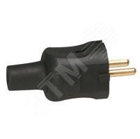 Элиум Евровилка 2К без заземления 16А черная резина (Legrand/Daccord) 050181