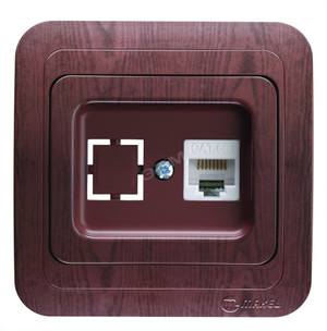 Mimoza Розетка двойная компьютерная CAT5e + гнездо орех (Makel) 24035