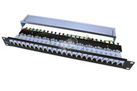 Патч-панель 19' 1U 24 порта RJ45 экранированный категория 5e Dual IDC ROHS черный (Hyperline) 246037