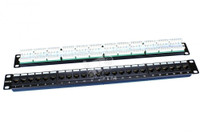Патч-панель 19' 1U 24 порта RJ45 категория 5e Dual IDC ROHS черный (Hyperline) 246095
