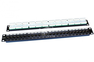 Патч-панель 19' 1U 24 порта RJ45 категория 5e Dual IDC ROHS черный (Hyperline) 246095