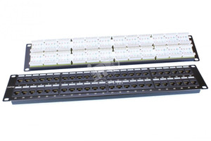 Патч-панель 19' 2U 48 портов RJ45 категория 5e Dual IDC ROHS черный (Hyperline) 246100