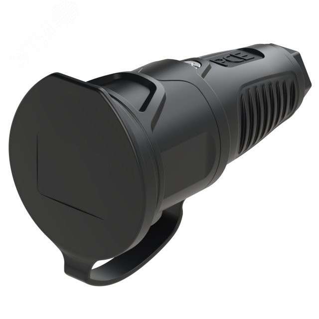 Розетка каб 16A/250V/2P+E/IP54 с черным крышкой и корпусом, маркер черный (PCE) 2511-ss