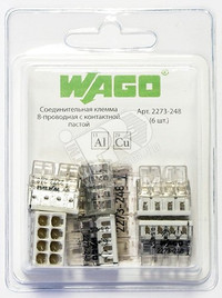 Клемма 8-проводная компактная с пастой (6шт) (WAGO) 2273-248-6