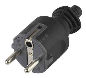 Вилка c/з 16A прямой ввод ПВХ оболочка черная 10/200/6000 V4B (ЭРА) Б0019189