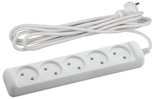 Удлинитель без заземления, 2х1мм2, 10А, ПВС, 5 гнезд, 3м 10/840 U-5-3m-2x1 (ЭРА) Б0028364