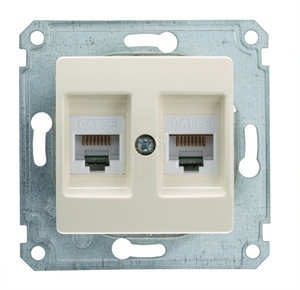 Lillium Розетка двойная телефонная в рамку евро бежевая (Makel) 30010034