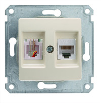 Lillium Механизм розетки CAT5е + TF евро бежевый (Makel) 30010037