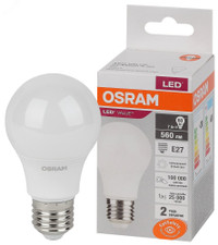 Лампа светодиодная груша LED 7 Вт E27 4000К 560Лм 220 В (замена 60Вт) OSRAM (LEDVANCE) 4058075578760