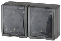 Розетка однофазная наружная (открытой установки) с заземлением без шторок серый 16А 250В IP54 винтовые клеммы 11-2403-03 Эра Эксперт (ЭРА) Б0020717