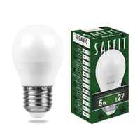Лампа светодиодная LED 5вт Е27 белый матовый шар (SAFFIT) SBG4505 55026
