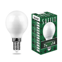 Лампа светодиодная LED 7вт Е14 теплый матовый шар (SAFFIT) SBG4507 55034