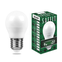 Лампа светодиодная LED 9вт Е27 белый матовый шар (SAFFIT) SBG4509 55083