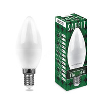 Лампа светодиодная LED 11вт Е14 теплый матовая свеча (SAFFIT) SBC3711 55131