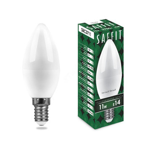 Лампа светодиодная LED 11вт Е14 теплый матовая свеча (SAFFIT) SBC3711 55131
