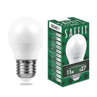 Лампа светодиодная LED 11вт Е27 белый матовый шар (SAFFIT) SBG4511 55139