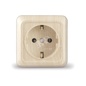 Розетка Олимп с заземлением сосна (UNIVersal) 5560902