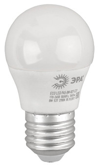 Лампа светодиодная LED 8 Вт 640Лм 2700К шар теплый E27 220-240В ECO LED P45-8W-827-E27 Red Line (ЭРА) Б0030024