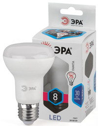 Лампа светодиодная LED 8 Вт 640Лм 4000К рефлектор нейтральный E27 170-265В LED R63-8W-840-E27 Standart (ЭРА) Б0028490