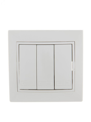 MIRA Выключатель трехклавишный белый с белой вставкой (Lezard) 701-0202-109