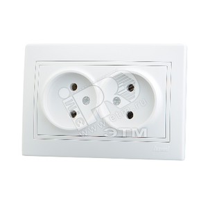 MIRA Розетка двойная без заземления белая (Lezard) 701-0202-128