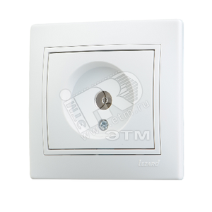 MIRA Розетка телевизионная ТV проходная белая с вставкой (Lezard) 701-0202-129