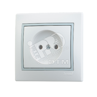 MIRA Розетка без заземления белая с серой вставкой (Lezard) 701-0215-121