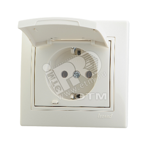 MIRA Розетка с заземлением с крышкой бежевая (Lezard) 701-0303-123