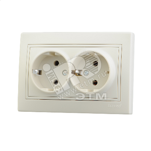 MIRA Розетка двойная с заземлением бежевая (Lezard) 701-0303-127