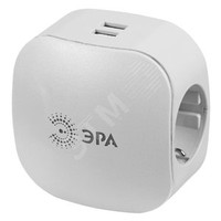 Тройник 3гн 220V + 2xUSB 2000mA, c заземл, со шт (белый) (6/36/864) SP-3e-USB-2A (ЭРА) Б0015243