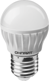 Лампа светодиодная LED 8вт E27 белый матовый шар (ОНЛАЙТ) 71627