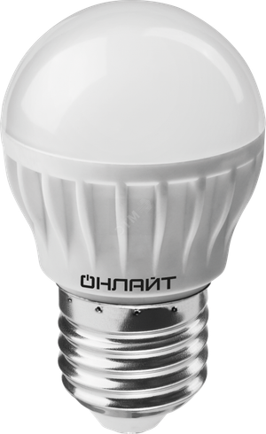 Лампа светодиодная LED 8вт E27 белый матовый шар (ОНЛАЙТ) 71627