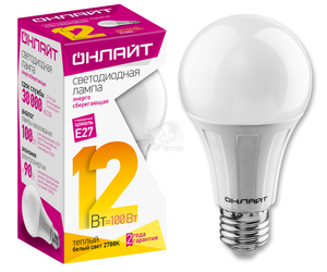 Лампа светодиодная LED 12вт E27 теплый (ОНЛАЙТ) 71682