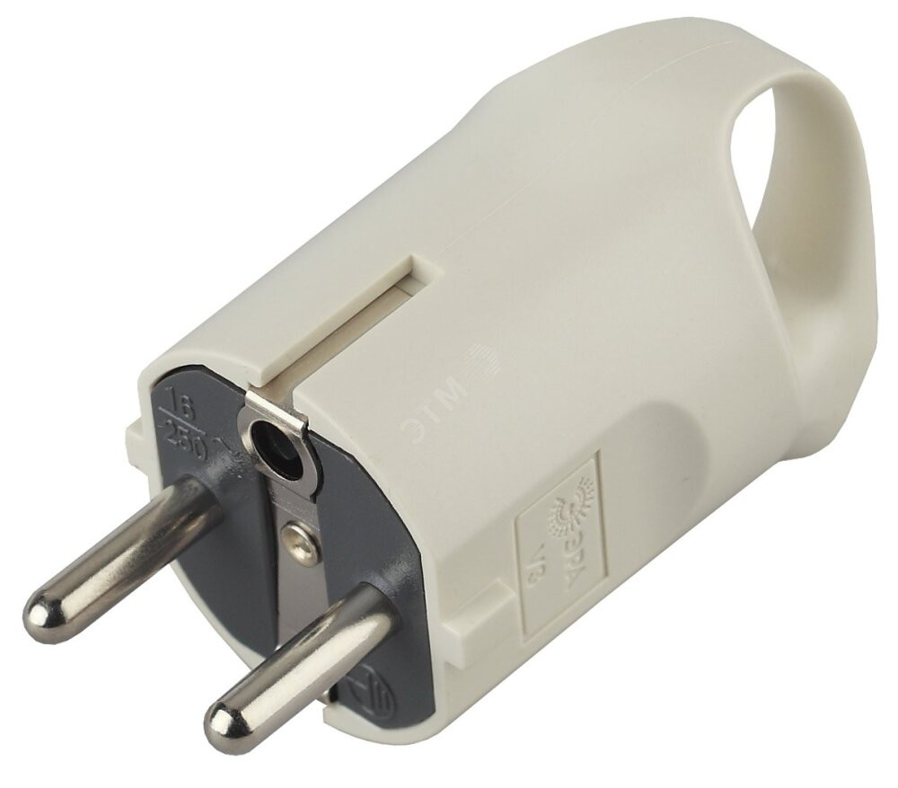 Вилка c/з 16A с кольцом непрямой ввод белая 10/200/6000 V3 (ЭРА) Б0019186