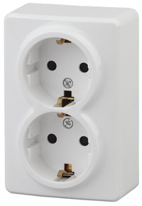 Розетка однофазная наружная (открытой установки) с заземлением без шторок белый 16А 250В IP20 винтовые клеммы 11-2205-01 Эра Эксперт (ЭРА) Б0020691